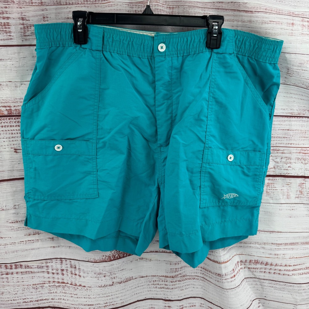 AFTCO Swim‎ Shorts mens 2XL Blue Water Wear Fishing Nylon Made in USA Vintage